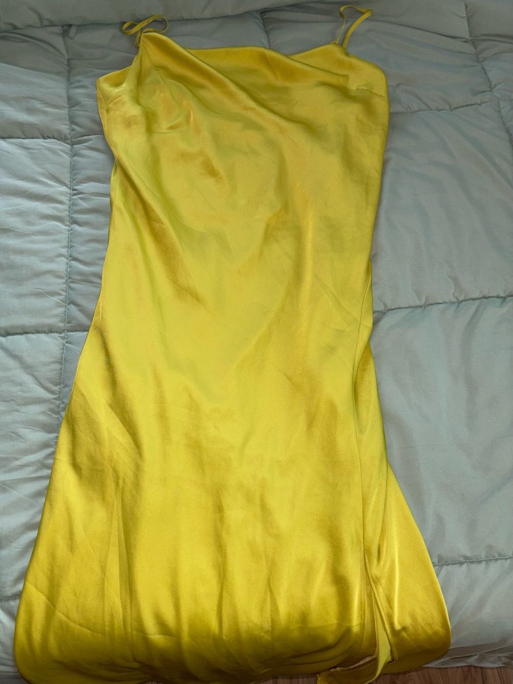 Satin Midi Slip Dress Yellow